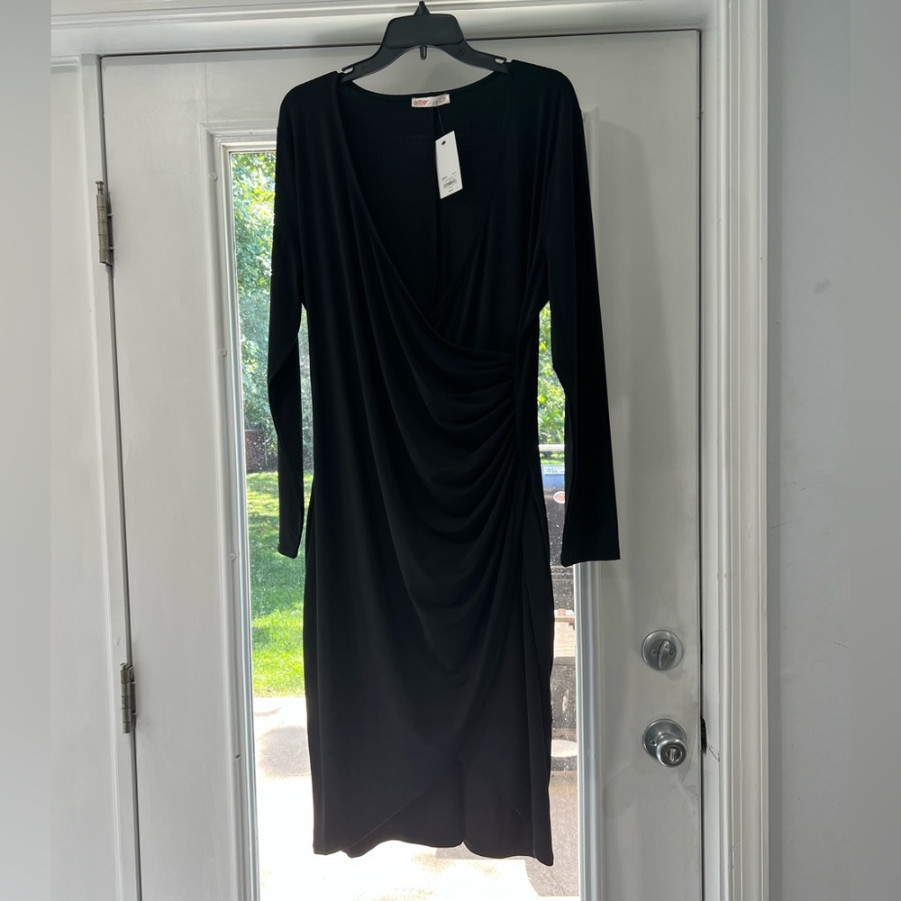 - Womens faux wrap midi dress